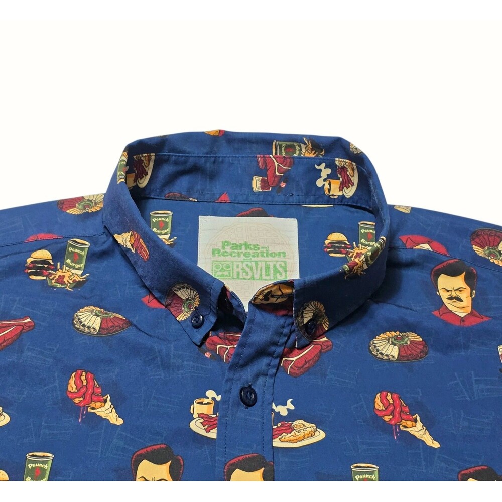 RSVLTS Navy Blue Parks Recreation Turf N Turf Kunuflex Short Sleeve Shirt 2XL - Picture 4 of 10